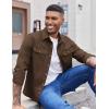 COOFANDY Men’s Long Sleeve Button Up Shirt Jacket with Flap Pockets(Brown)