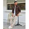 COOFANDY Men’s Long Sleeve Button Up Shirt Jacket with Flap Pockets(Coffee)