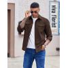 COOFANDY Men’s Long Sleeve Button Up Shirt Jacket with Flap Pockets(Coffee)