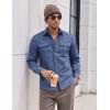 COOFANDY Men’s Long Sleeve Button Up Shirt Jacket with Flap Pockets(Denim Blue)