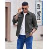 COOFANDY Men’s Long Sleeve Button Up Shirt Jacket with Flap Pockets(Gray)