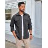 COOFANDY Men’s Long Sleeve Button Up Shirt Jacket with Flap Pockets(Gray)