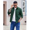COOFANDY Men’s Long Sleeve Button Up Shirt Jacket with Flap Pockets(Green)