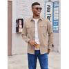 COOFANDY Men’s Long Sleeve Button Up Shirt Jacket with Flap Pockets(Light Khaki)