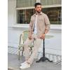 COOFANDY Men’s Long Sleeve Button Up Shirt Jacket with Flap Pockets(Light Khaki)