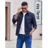 COOFANDY Men’s Long Sleeve Button Up Shirt Jacket with Flap Pockets(Navy Blue)