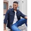 COOFANDY Men’s Long Sleeve Button Up Shirt Jacket with Flap Pockets(Navy Blue)