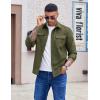 COOFANDY Men’s Long Sleeve Button Up Shirt Jacket with Flap Pockets(Olive Green)