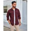 COOFANDY Men’s Long Sleeve Button Up Shirt Jacket with Flap Pockets(Wine Red)