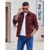 COOFANDY Men’s Long Sleeve Button Up Shirt Jacket with Flap Pockets(Wine Red)