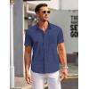 COOFANDY Mens Short Sleeve Button Down Shirts Wrinkle Free Dress Shirts Casual Polka Dot Print Shirt with Pocket(Blue Plaid(square))