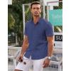COOFANDY Mens Short Sleeve Button Down Shirts Wrinkle Free Dress Shirts Casual Polka Dot Print Shirt with Pocket(Blue Plaid(square))