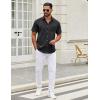 COOFANDY Mens Short Sleeve Casual Button Down Shirts Summer Untucked Dress Shirts with Pocket(Black Plaid Pattern)
