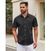 COOFANDY Mens Short Sleeve Casual Button Down Shirts Summer Untucked Dress Shirts with Pocket(Black Plaid Pattern)