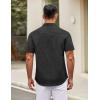 COOFANDY Mens Short Sleeve Casual Button Down Shirts Summer Untucked Dress Shirts with Pocket(Black Plaid Pattern)