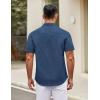COOFANDY Mens Short Sleeve Casual Button Down Shirts Summer Untucked Dress Shirts with Pocket(Blue Plaid Pattern)