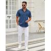 COOFANDY Mens Short Sleeve Casual Button Down Shirts Summer Untucked Dress Shirts with Pocket(Blue Plaid Pattern)