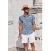 COOFANDY Men’s Summer Beach Outfits 2 Piece Short Sleeve Shirts and Shorts Vacation Texture Linen Sets for Men(Denim Blue – Floral)