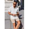 COOFANDY Men’s Summer Beach Outfits 2 Piece Short Sleeve Shirts and Shorts Vacation Texture Linen Sets for Men(White/Khaki)