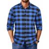 COOFANDY Men’s Casual Long Sleeve Button Up Plaid Flannel Shirt Jacket with Pocket(Buffalo Black Blue)