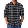 COOFANDY Men’s Casual Long Sleeve Button Up Plaid Flannel Shirt Jacket with Pocket(Buffalo Black Gray)