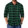 COOFANDY Men’s Casual Long Sleeve Button Up Plaid Flannel Shirt Jacket with Pocket(Buffalo Black Green)