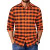 COOFANDY Men’s Casual Long Sleeve Button Up Plaid Flannel Shirt Jacket with Pocket(Buffalo Black Orange)