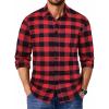 COOFANDY Men’s Casual Long Sleeve Button Up Plaid Flannel Shirt Jacket with Pocket(Buffalo Black Red)