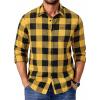 COOFANDY Men’s Casual Long Sleeve Button Up Plaid Flannel Shirt Jacket with Pocket(Buffalo Black Yellow)