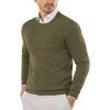 COOFANDY Men’s Crewneck Sweaters Long Sleeve Dress Knit Sweater Lightweight Slim Fit Pullover Sweaters(Army Green)