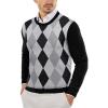 COOFANDY Men’s Crewneck Sweaters Long Sleeve Dress Knit Sweater Lightweight Slim Fit Pullover Sweaters(Black Argyle)