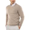 COOFANDY Men’s Crewneck Sweaters Long Sleeve Dress Knit Sweater Lightweight Slim Fit Pullover Sweaters(Camel)