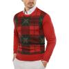 COOFANDY Men’s Crewneck Sweaters Long Sleeve Dress Knit Sweater Lightweight Slim Fit Pullover Sweaters(Christmas Red/Green)