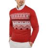 COOFANDY Men’s Crewneck Sweaters Long Sleeve Dress Knit Sweater Lightweight Slim Fit Pullover Sweaters(Christmas Red/White)