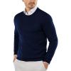 COOFANDY Men’s Crewneck Sweaters Long Sleeve Dress Knit Sweater Lightweight Slim Fit Pullover Sweaters(Dark Blue)