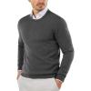 COOFANDY Men’s Crewneck Sweaters Long Sleeve Dress Knit Sweater Lightweight Slim Fit Pullover Sweaters(Dark Grey)