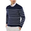 COOFANDY Men’s Crewneck Sweaters Long Sleeve Dress Knit Sweater Lightweight Slim Fit Pullover Sweaters(Navy/White Mariner Stripe)