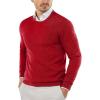 COOFANDY Men’s Crewneck Sweaters Long Sleeve Dress Knit Sweater Lightweight Slim Fit Pullover Sweaters(Red)