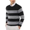 COOFANDY Men’s Crewneck Sweaters Long Sleeve Dress Knit Sweater Lightweight Slim Fit Pullover Sweaters(Stripe Light Grey/Grey)
