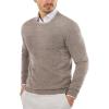 COOFANDY Men’s Crewneck Sweaters Long Sleeve Dress Knit Sweater Lightweight Slim Fit Pullover Sweaters(White/Brown (Two-tone Colors))