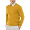 COOFANDY Men’s Crewneck Sweaters Long Sleeve Dress Knit Sweater Lightweight Slim Fit Pullover Sweaters(Yellow)
