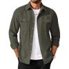 COOFANDY Men’s Long Sleeve Button Up Shirt Jacket with Flap Pockets(Army Green)