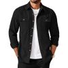 COOFANDY Men’s Long Sleeve Button Up Shirt Jacket with Flap Pockets(Black)