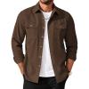 COOFANDY Men’s Long Sleeve Button Up Shirt Jacket with Flap Pockets(Brown)