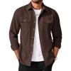 COOFANDY Men’s Long Sleeve Button Up Shirt Jacket with Flap Pockets(Coffee)