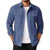 COOFANDY Men’s Long Sleeve Button Up Shirt Jacket with Flap Pockets(Denim Blue)