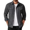 COOFANDY Men’s Long Sleeve Button Up Shirt Jacket with Flap Pockets(Gray)
