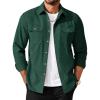 COOFANDY Men’s Long Sleeve Button Up Shirt Jacket with Flap Pockets(Green)