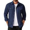 COOFANDY Men’s Long Sleeve Button Up Shirt Jacket with Flap Pockets(Navy Blue)