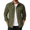 COOFANDY Men’s Long Sleeve Button Up Shirt Jacket with Flap Pockets(Olive Green)